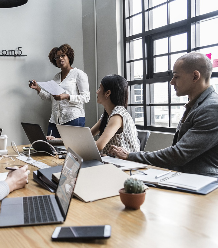 a business team having a meeting in a conference room